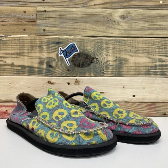 Sunak Sidewalk Surfers Casual Slip-On Shoes Men’s Size 13 Yellow Skeleton Print - Picture 1 of 12